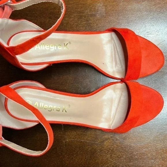 Allegra K Ankle Strap Open Toe Chunky Heels Sandals Orange size 10 - Picture 2 of 6